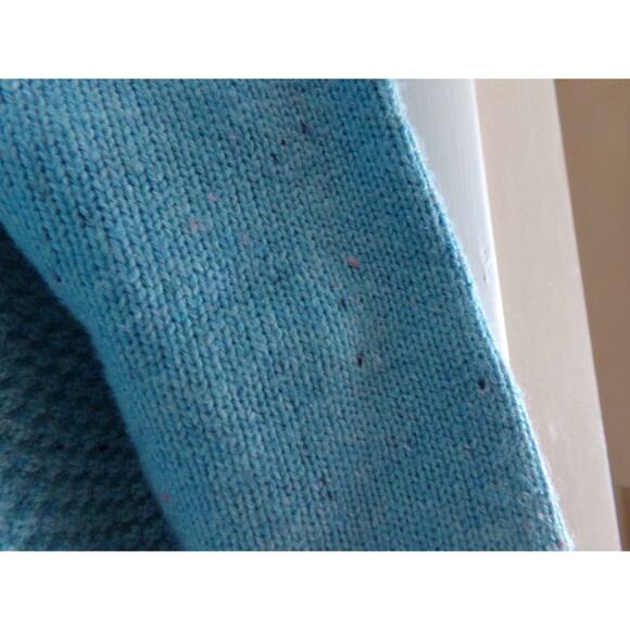 Talbots Petites popcorn type weave tunic sweater PM Button detail blue - Picture 4 of 5